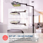 LEVO G2 Deluxe Premium Tablet Floor Stand with Long Extension Arm – Adjustable Rolling iPad Holder & Mobile Cart for Bed, Sofa, or Office–Ergonomic 5-Axis Arm, 30–56″ Height, Fits up to 13.5″ Devices