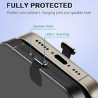 6 Pack USB C Dust Plug, Anti-Lost USB C Plug Cover USB C Charging Port Protector Cover with Speaker Dust Cover Compatible with iPhone, 16, 15 (Pro, Plus, Pro Max) iPhone 17
