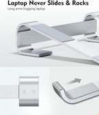 SOQOOL Laptop Stand for Desk, Computer Stand Riser for Desk,Ventilated Ergonomic Aluminum Notebook Stand Compatible with MacBook Air Pro Dell XPS HP 11 14 15.6 17.3 Inch Silver Work from Home