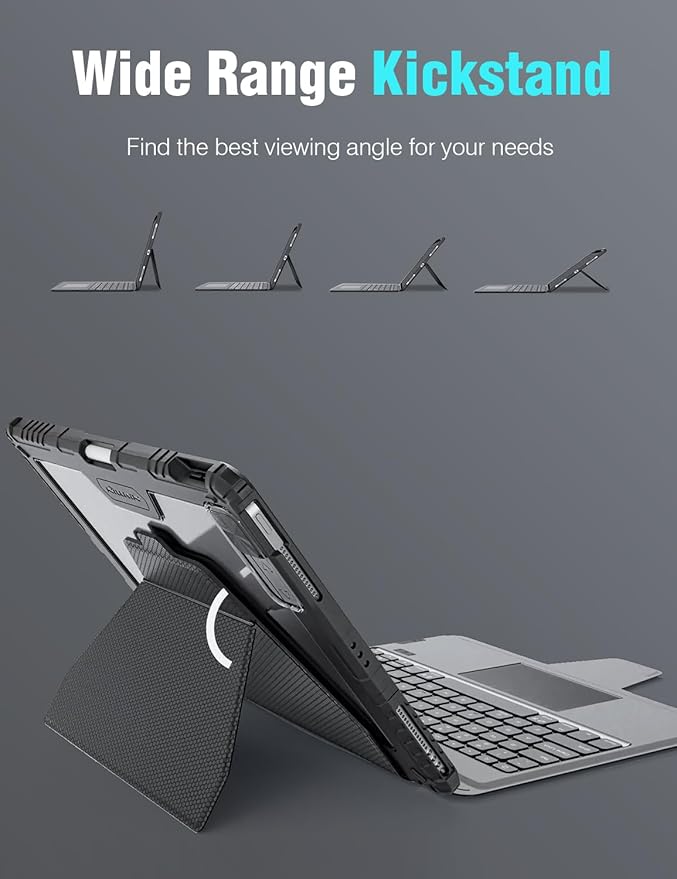 Nillkin 12.9 inch iPad pro case with Keyboard, Magic Keyboard for iPad Air 13 2024 and iPad Pro 12.9 (6th, 5th, 4th, 3rd Gen), Detachable Backlit Magnetic Keyboard Case, Slide Camera Cover, Black