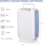 Ivation 13-Pint Small-Area Desiccant Dehumidifier Compact and Quiet - With Continuous Drain Hose for Smaller Spaces, Bathroom, Attic, Crawlspace and Closets - For Spaces Up To 270 Sq Ft, White