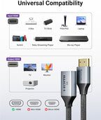 VCELINK 8K Short HDMI Extender Cable 0.6 FT Ideal for Tight Spaces, HDMI Extension Male to Female Adapter, Compatible with Roku TV Stick, HDTV, Game Console, Laptop (1 Pack, 1FT)