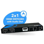 OREI 8K HDMI 2.1 Switch 4K@120hz Switcher 2 in 1 Out, with Audio Extraction 48Gbps Bandwidth, Ideal for Gaming and Streaming (BK-21A)