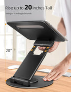 Nulaxy Telescopic 360 Rotating Laptop Stand for Desk Adjustable Height Swivel Pull Out Design Ergonomic Laptop Riser Fits All 10-17" Laptops Computer MacBook, Black