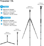 SIRUI Traveler 7A 65.55'' Aluminum Camera Tripod, E-10 Panorama Ball Head and Arca Swiss Quick Release Plate,Load Up to 17.6 lbs,Convertible to Monopod