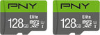 PNY 128GB & 32GB Elite Class 10 U1 microSDXC & microSDHC Card 2-Pack & 5-Pack Bundle