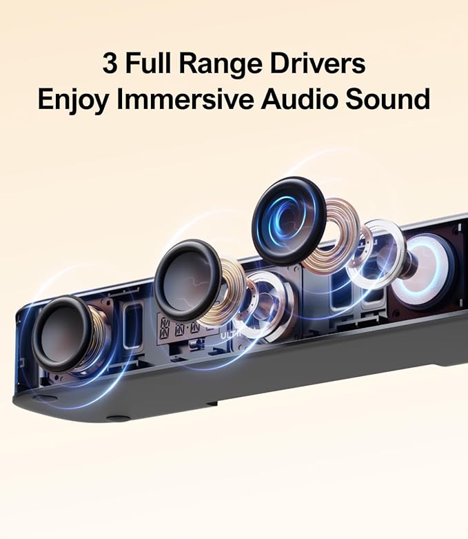 ULTIMEA 7.1ch Virtual Surround Sound Bar, Sound Bar for Smart TV with 4 Surround Speakers, Peak Power 330W, Surround Sound System for TV, App Control, TV Soundbar with Subwoofer, Opt/AUX/BT, Aura A40