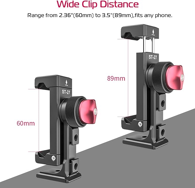 Metal Phone Tripod Mount 3 Cold Shoes & Arca Port, 360° Smartphone Tripod Adapter for iPhone Samsung Cell Phone Stand Holder for Desktop Video Live Streaming Vlogging Rig