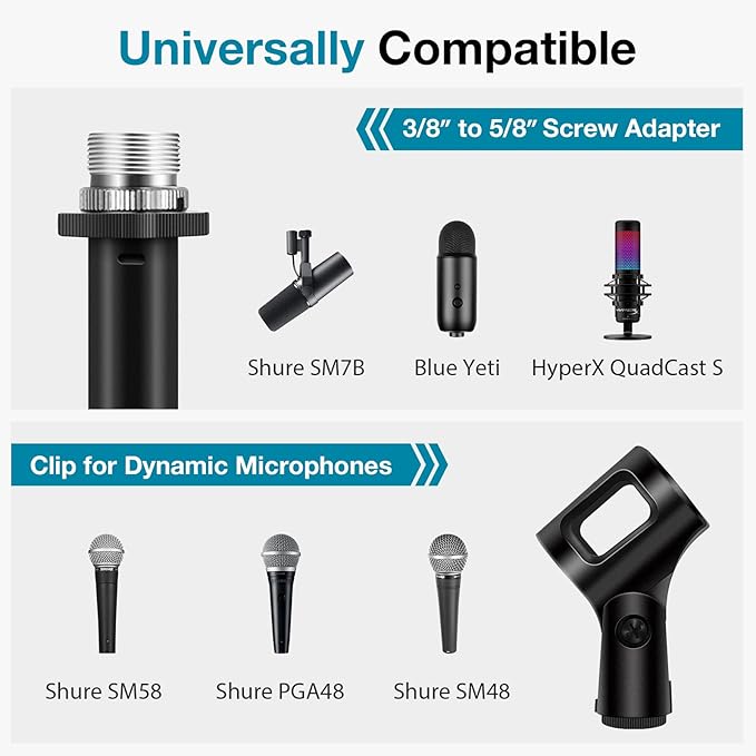 InnoGear Low Profile Mic Arm, 360° Rotatable Microphone Arm Stand Foldable Desk Mic Boom Arm for Fifine AM8 K669B Blue Yeti HyperX QuadCast SoloCast AT2020 and Other Mics