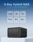 TERRAMASTER F6-424 NAS Storage 6Bay - N95 Quad-Core CPU, 8GB DDR5 RAM, Dual 2.5GbE Ports, Network Attached Storage with High Performance (Diskless)
