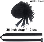 36 inch Cable Straps,12 pcs Reusable Fastening Hook and Loop Utility Cable Ties Down Wraps Adjustable Cinch Straps