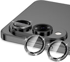 for Samsung Galaxy S25 Edge Camera Lens Protector, Individual Metal Ring Tempered Glass Lens Cover, [Strong Adsorption] Scratch Resistant Ultra-Thin HD Clear Lens Cover, 1 Set-Black Sparkly