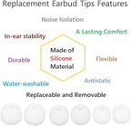 Earbud Tips Soft and Comfortable Headphone Ear Tips Ear Bud Replacement Pieces Silicone Fit Most in-Ear Headphones，Inner Hole 3.8mm -5.5mm，18 Pairs White S/M/L Replacement Earbud Tips