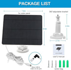 Solar Panel for Security Camera,5W USB Solar Panel for Cameras DC 5V,Camera Solar Panel Charger Micro USB & USB-C & DC,IP65 Waterproof USB Solar Panel Charger for Camera with 360°Adjustable Mounting