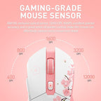 DAREU Sakura Pink Wireless Gaming Mouse with Charging Dock Rechargeable RGB,12K DPI,6 Programmable Buttons High-Precision Sensor [300IPS] [1000Hz] for PC Notebook Mac