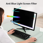 【2 Pack】 24 Inch Privacy Screen Protector (Compatible with 23", 23.6", 23.8") for 16:9/16:10 Widescreen Monitors-Blue Light Blocking,Hanging Design, Anti-Scratch for Desktop Computers