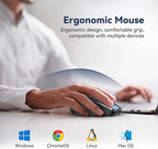 Bluetooth Mouse (BT5.0/3.0 & 2.4G) Rechargeable Wireless Mouse, 4800 DPI Optical Tracking, 6 Adjustable DPI, 2.4GHz with USB A Receiver, Quiet Clicks, Ergonomic Grips, 6 Buttons - Blue