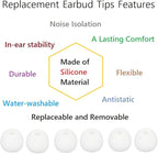 36 Pieces Large Earbud Tips Soft and Comfortable Silicone Earbud Tips Ear Bud Replacement Pieces Silicone Fit Most in-Ear Headphones，Inner Hole 3.8mm -5.5mm，Large White Earbuds Silicone Tips