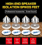 4Pcs Speaker Spikes Floor Protectors Shockproof Speaker Isolation Spikes with Base Pad for Speaker,Subwoofer,Amplifier,Turntable,Recorder CD DAC with 3m Adhesive (Silver)