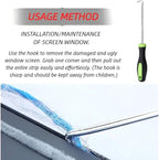 Screen Repair Tool Kit – Includes 2 Types of Screen Roller Tools, 32ft Screen Retainer Spline, and Spline Removal Hook – 4-in-1 Window & Door Mesh Installation Set