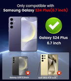 Magnetic for Samsung Galaxy S24 Plus Case [Compatible with MagSafe][Built-in Camera Lens Protector] Slim Soft Silicone Bumper Shockproof Metallic Luster Phone Case (Blue)