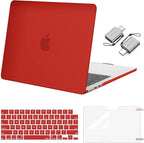 MOSISO Compatible with MacBook Air 13 inch Case 2025 2024 2023 2022 M4 A3240 M3 A3113 M2 A2681, Plastic Hard Shell&Keyboard Cover&Screen Film&Type C for MacBook Air 13.6 inch Case, Red
