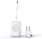 MEE audio Connect Air Pro Bluetooth Wireless Audio Transmitter & Receiver for AirPods or Bluetooth Headphones, 2-in-1 Adapter with Detachable Cable 3.5mm Aux Audio Jack for Airplanes, Auto, Gym, White