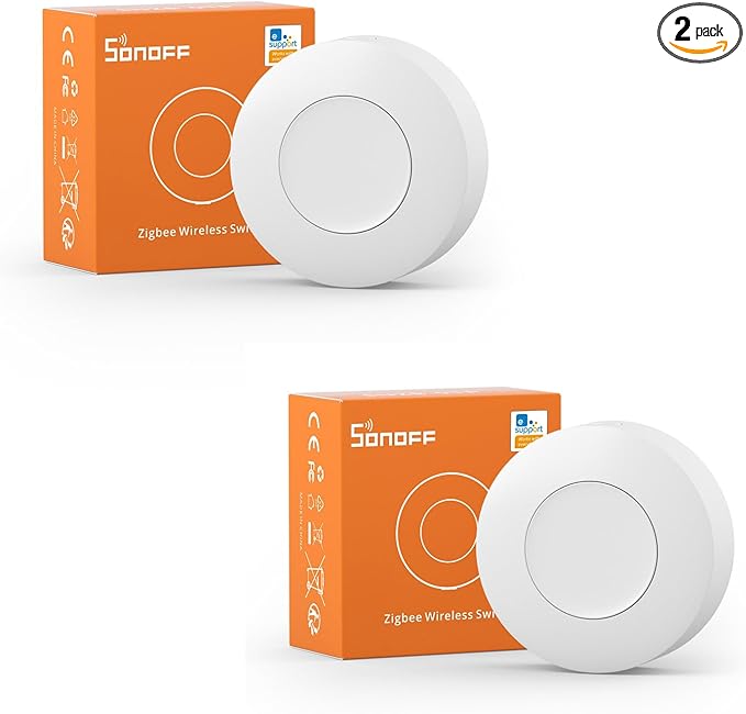 SONOFF Zigbee Switch, SNZB-01P Wireless Push Button, Supports to Create Smart Scenes, Trigger The Connected Devices on eWelink APP with Three Control Options, SONOFF ZigBee Bridge Required, 2Pack