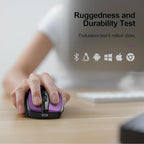 TECKNET Wireless Mouse (BT5.0/3.0 & 2.4G) Rechargeable 4800 DPI Silent USB A & Bluetooth Mouse 6 Buttons, Wide Compatibility - Purple