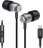 LUDOS Clamor USB C Headphones for iPhone 16 15 Pro Max Plus iPad Pro, 5 Years Warranty, USB-C Earbuds for Samsung Galaxy S24 S23 Ultra S22 S21 FE S20 A55 A54 A53, USB Type C Earphones - Grey
