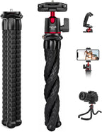 Camera Tripod, Famall Flexible Tripod Stand for Phone with Cold Shoe Phone Mount for iPhone Canon Nikon Sony Cameras