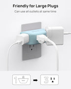 TROND Outlet Extender, 3 Way Angled Plug Splitter, 3-Prong Grounded Wall Outlet Adapter, Cruise Essentials, Compact and Practical Plug Expander for Home Decoration Travel Essentials, Mint Green