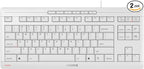 Cherry Stream Keyboard TKL Wired USB Keyboard TenKeyLess Compact Version Without Number Pad. Super Silent Keystroke. Ideal for Office and Industrial Use. White