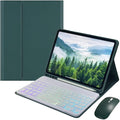 for iPad 9.7 inch 6th/5th Generation, Air 2, Air, iPad Pro 9.7 Keyboard Case with Mouse and Rainbow Backlit Detachable Bluetooth Keyboard Cover,Dark Green+White