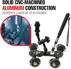 Vidpro SK-22 Professional Skater Dolly - Rolling Slider for DLSR Cameras & Camcorders Ideal for Low-Level Shooting & Panning 25 Lbs Capacity Smooth Rubber Wheels 7 Mounting Points & Extendable Handle
