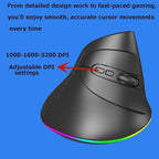 Wireless Mouse Bluetooth Rechargeable Dual Mode Ergonomic Vertical Large Carpal Tunnel Ergo Optical Travel Cordless Mice for PC Laptop Computer Mac iPad Pro MacBook Pro/Air,RGB Light,Side Buttons