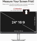 bersem 2 Pack 24 Inch Computer Privacy Screen for 16:9 Ratio Monitors, Anti-Glare, Blue Light Filter, Removable, UV-Blocking