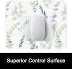 ITNRSIIET Mouse Pad with Stitched Edge Premium Textured Smooth Precise Operation Waterproof Washable Non-Slip Rubber Base Desktop Protection Mat, 10.2×8.3×0.12 inches, Eucalyptus Branches