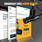 MAONO Dynamic Microphone, USB/XLR Podcast PC Microphone with Software, EQ,Tap-to-Mute, Headphone Jack, Gain Knob & Volume Control, Studio Mic for Broadcast, Recording, Streaming & Gaming (PD400X)