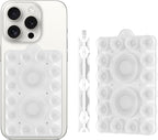 ZYCCER Double Sided Silicone Suction Phone Holder Mount,Compatible with iPhone and Android Cases Hands-Free Mirror Shower Phone Mount Strong Grip Holder (Transparent, Double Sided 2PCS)