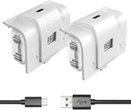 Rechargeable Controller Battery Pack with 4 Cover Play and Charge Kit with Micro USB Charging Cable for Xbox 1, S/X/Elite Wireless Remote (2 Pack-White)