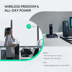 Yealink DECT Wireless Headset WH63,Mono Single Ear Office Headset with Noise Canceling Mic,Work for Computer, Desk Phones,Work with Zoom,RingCentral,Avaya, Teams Certified