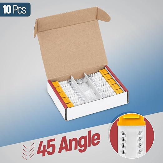 Everest 45° Angled RJ45 Cat6 Keystone Jacks 10-Pack in Yellow - Slim Profile Female RJ45 Connectors - Cat 6 Keystone Jack - Compatible with 45° Angled Speed Termination Tool - 45Term (B0BL3GS7ZY)