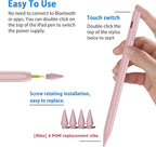 Stylus Pen for iPad 9th&10th - Fast Charge for iPad Pencil Palm Rejection Active Pen Compatible with (2018-2025) Apple iPad 6/7/8/9/10/11(A16), iPad Pro 11"/12.9"/M4, Mini 5/6, Air 3/4/5/M2/M3 (Pink)