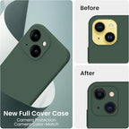 FireNova Designed for iPhone 14 Case, Silicone Upgraded [Camera Protection] Phone Case with [2 Screen Protectors], Soft Anti-Scratch Microfiber Lining Inside, 6.1 inch, Alpine Green