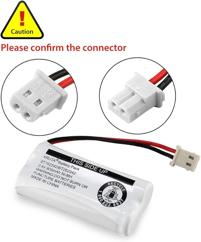 Kruta BT162342 BT262342 Cordless Phone Batteries Compatible with BT183342 BT283342 BT166342 BT266342 VTech CS6114 CS6419 CS6719 at&T EL52300 CL80111 Handset Telephone (Pack of 4)