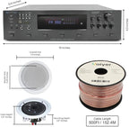 Vaiyer Home Theater System Kit, 6-Channel 6000 Watts Bluetooth Amplifier with 5.25" 8 Qty of 175 W Each in-Wall in-Ceiling Speakers & 16 AWG 500 ft. Speaker Wire Perfect for Home, Office, Restaurants