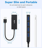 USB 3.0 Hub,4 Port USB Splitter Extender Portable Adapter Multiport Data Hub for Laptop,Xbox, Flash Drive,HDD,Console,Camera,Keyborad,Mouse Windows,Mac OS PC,Not Designed to Charge Devices-Black