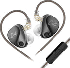 KZ Castor in Ear Monitors Headphones Bass Wired Earphones 2 Dynamic High-end Tunable Balanced Armature Headphones IEM Earphones HiFi Super Bass Earbuds for Singer Musicians Drummer(Black, with Mic)