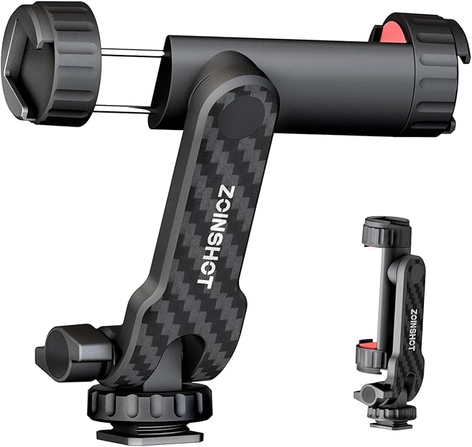 Phone Tripod Mount, Universal Cell Phone Mount for Tripod with 2 Cold Shoe & 1/4" Standard Screw, 360° Rotates & 180° Tilts Adjustable Phone Holder Adapter for Mobile & Camera Photography